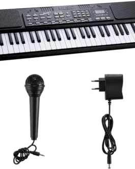 Teclado Musical Eletrônico Queen’s 54 Teclas com Microfone, 200 Timbres, 200 Ritmos, Gravação, Modos Learn, Display LED, Iniciantes e Intermediários