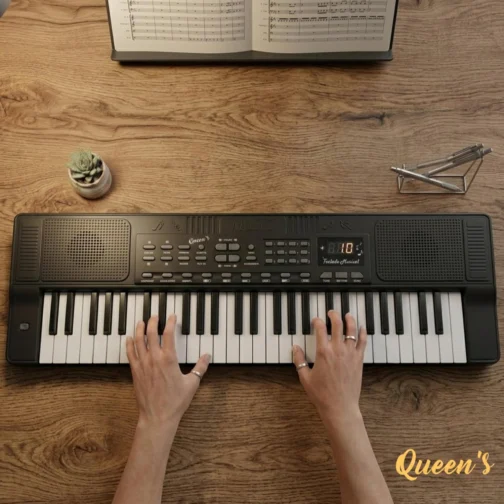Teclado Musical Eletrônico Queen's 54 Teclas com Microfone, 200 Timbres, 200 Ritmos, Gravação, Modos Learn, Display LED, Iniciantes e Intermediários - Imagem 5