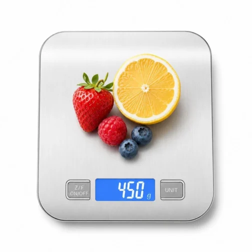 Balança Digital de Cozinha Premium 10kg x 1g em Aço Inox | Pesagem de Alta Precisão, Display LCD HD, Resistente à Água, Base Antiderrapante, Design Moderno, Ideal para Receitas, Dietas e Alimentos - Imagem 2