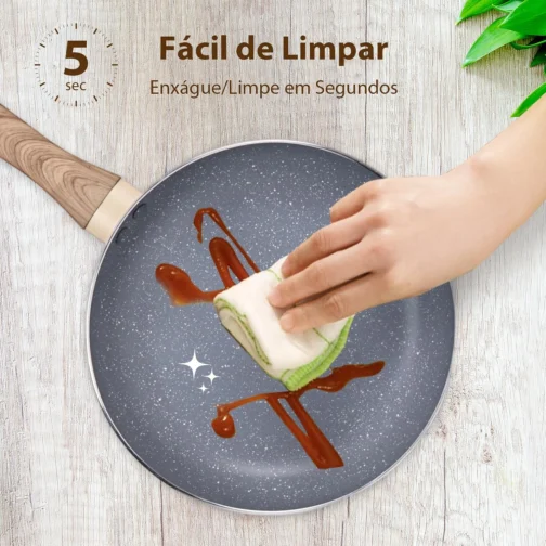 Jogo de Panelas Indução Cerâmica Antiaderente 8 Peças, Adequado para Fogão a Indução, Gás, Elétrico e Vitrocerâmico, Durável Lindas e Qualidade, Cinza-Bege - Imagem 9
