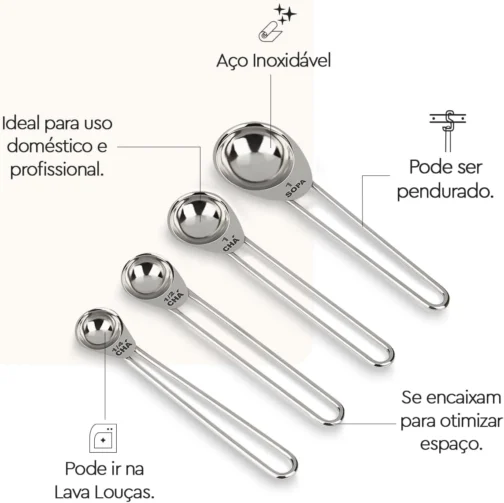 Conjunto de medidores, Colheres, Top Pratic, Inox, Brinox - Imagem 4