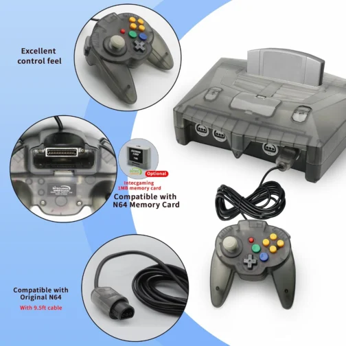 N64 Console - Newly Design Looking for N64 with HD Output (Native RGB Signal), 100% Better Video Quality, Plug & Play - Compatible with All US/JP Cartridges, Including 1 Warrior 64 Controlle (Black) - Imagem 4
