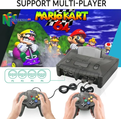 N64 Console - Newly Design Looking for N64 with HD Output (Native RGB Signal), 100% Better Video Quality, Plug & Play - Compatible with All US/JP Cartridges, Including 1 Warrior 64 Controlle (Black) - Imagem 6