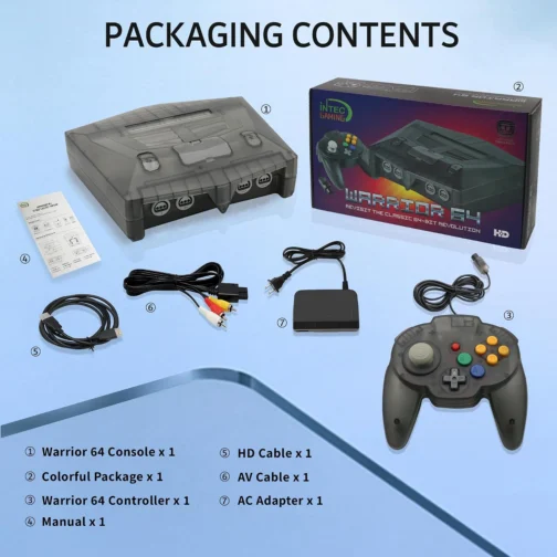 N64 Console - Newly Design Looking for N64 with HD Output (Native RGB Signal), 100% Better Video Quality, Plug & Play - Compatible with All US/JP Cartridges, Including 1 Warrior 64 Controlle (Black) - Imagem 7