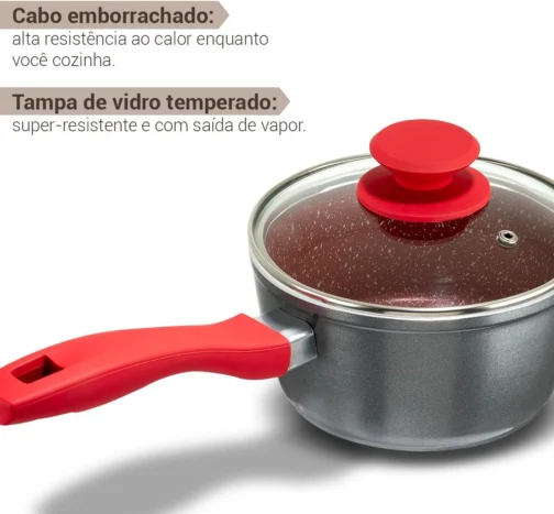 Philco Panela PPH160APR Redstone com Tampa de Vidro 1,4L - Cinza com Vermelho - Imagem 9