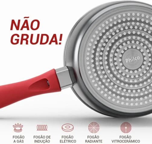 Philco Panela PPH160APR Redstone com Tampa de Vidro 1,4L - Cinza com Vermelho - Imagem 10