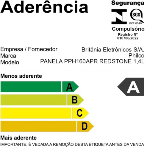 Philco Panela PPH160APR Redstone com Tampa de Vidro 1,4L - Cinza com Vermelho - Imagem 11