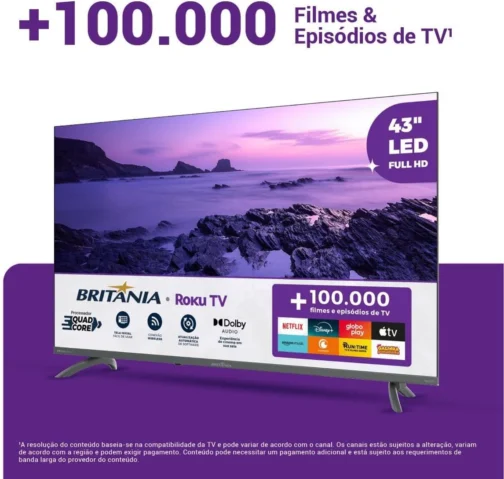 Smart TV 43” Britânia BTV43VA4REGB Roku TV LED Dolby Audio - Imagem 7