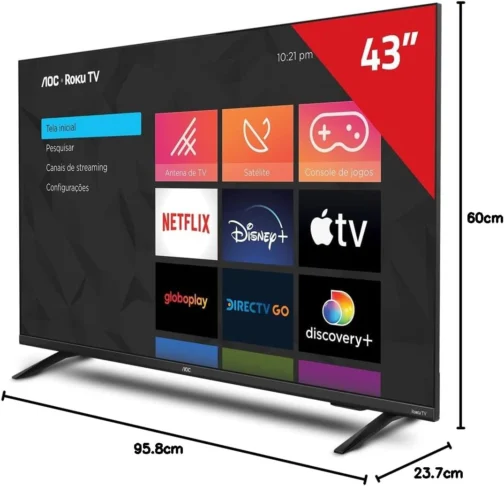 AOC 43S5135/78G - Smart TV LED 43" Full HD, Design sem bordas, Wifi, Conversor Digital, USB, HDMI - Imagem 10