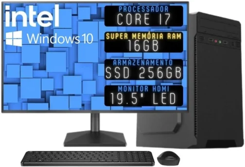 Computador Completo 3green Desktop Intel Core i7 16GB Monitor 19.5" HDMI SSD 256GB Windows 10 3D-098 - Imagem 2