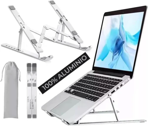 Suporte para Notebook e Tablet Linha Premium em Alumínio Dobrável e Ergonômico Para Desktop Portátil Ajustável em 6 Ângulos com Altura Regulável Leve Apoio Universal - Com estojo para armazenagem - Imagem 6