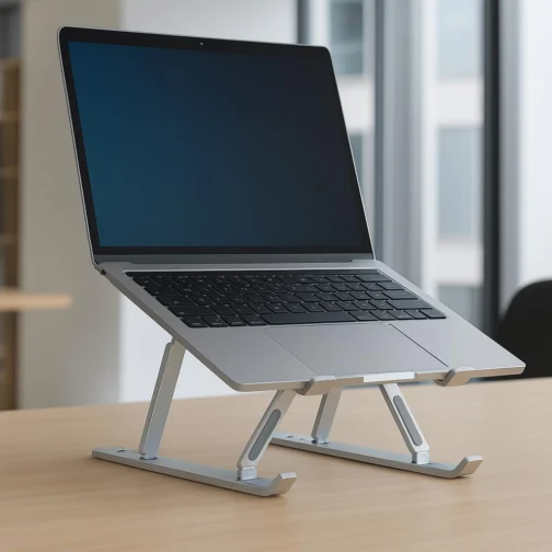 Suporte para Notebook e Tablet Linha Premium em Alumínio Dobrável e Ergonômico Para Desktop Portátil Ajustável em 6 Ângulos com Altura Regulável Leve Apoio Universal - Com estojo para armazenagem - Imagem 8
