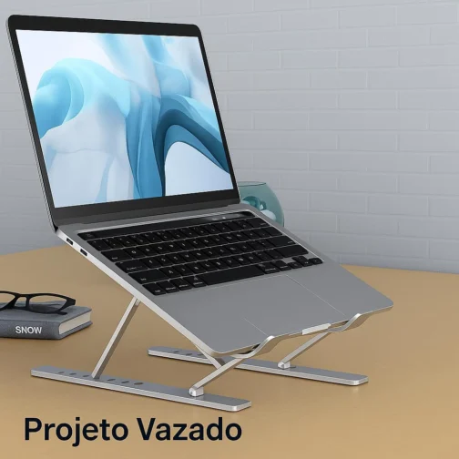 Suporte para Notebook e Tablet Linha Premium em Alumínio Dobrável e Ergonômico Para Desktop Portátil Ajustável em 6 Ângulos com Altura Regulável Leve Apoio Universal - Com estojo para armazenagem - Imagem 9