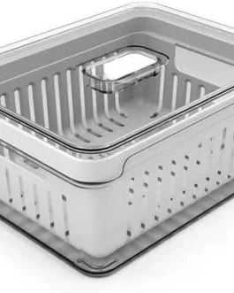 OU OF450NT Organizador de Geladeira com Escorredor Interno, 2,2 L – Caixa Plástica para Legumes, Saladas