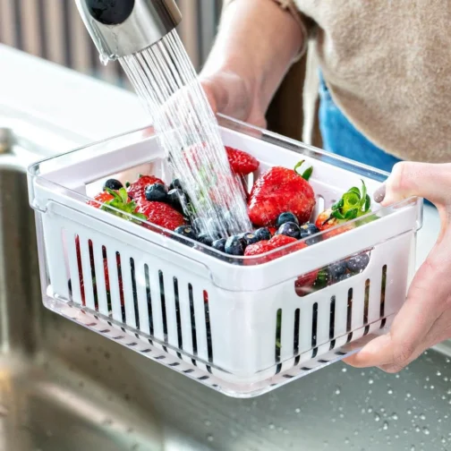 OU OF450NT Organizador de Geladeira com Escorredor Interno, 2,2 L - Caixa Plástica para Legumes, Saladas - Imagem 3