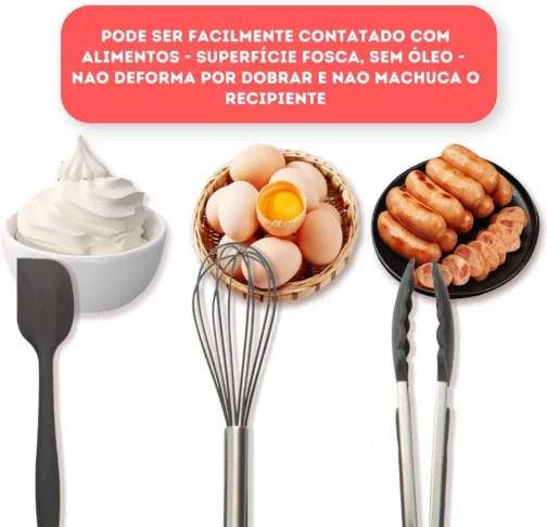 Kit 15 Utensílios De Cozinha Com Cabo De Inox e Silicone Premium (Preto) - Imagem 4