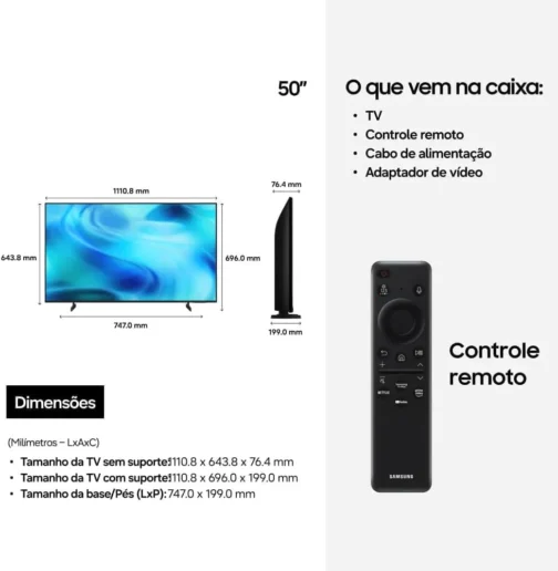 Samsung Smart TV 50" 4K U8000H + Samsung Smart TV 43" QLED - Imagem 7