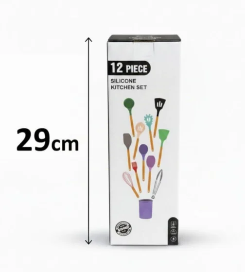 Kit Utensílios de Cozinha Silicone Cabo Madeira 12 Peças (Preto) - Imagem 5