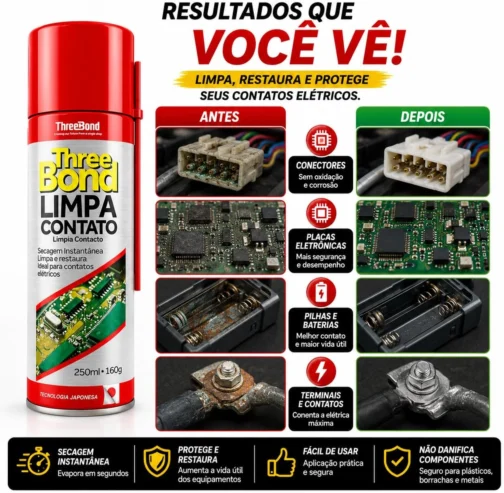 Limpa Contato Elétrico ThreeBond 250ml Spray | Evaporação Rápida | Ideal para Eletrônicos Placas, Conectores, Circuitos, Pilhas, PC, Baterias - Imagem 5