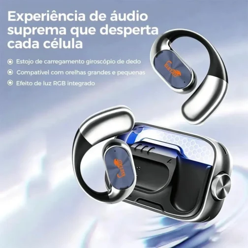 Fone de Ouvido Bluetooth TWS, Proteção IP55, RGB Integrado, Estojo Giroscópio, Compatível com Orelhas Grandes e Pequenas (preto) - Imagem 7