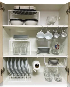 Kit Organizador de Armário para Cozinha – 7 Peças (Branco)