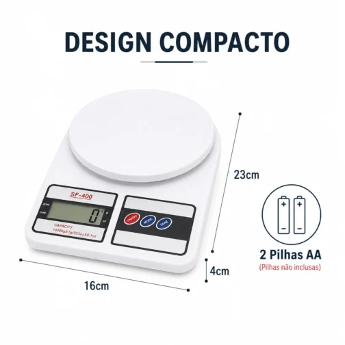 Balança Digital de Cozinha SF-400, Alta Capacidade 10kg – Precisão 1g para Receitas, Dieta Fitness e Confeitaria com Função Tara, Visor LCD e Pesagem g/oz – Branca - Imagem 10
