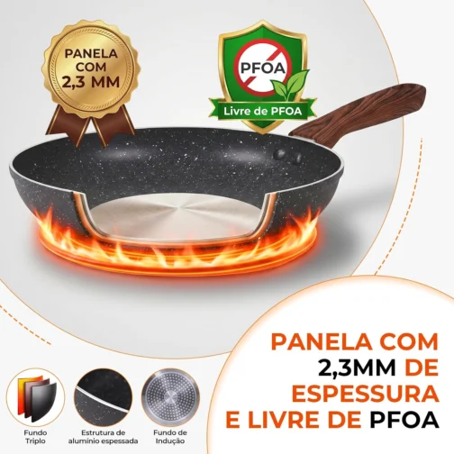 Jogo de Panelas Cerâmica Antiaderente Indução 8 Peças, Conjunto Resistente, Fácil de Limpar, Preto - Imagem 4
