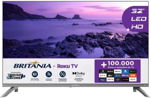 Smart TV 32" HD Britânia B32CRA Roku TV LED Wi-fi HDMI USB - Imagem 2