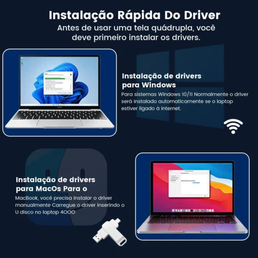 Expansor Triplo p/Notebook 12-18.5", 3 Telas IPS 15.6" Full HD, USB-C Vídeo+Energia, Plug-and-Play, 4 Telas com Design Dobrável, Ideal para Programadores e Home Office - Imagem 7