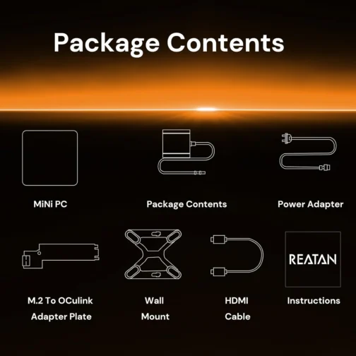 Reatan AI Oculink Mini Barebone PC AMD Ryzen 7 255 (8C/16T atualizado 8745HS) Radeon 780M SEM SSD & SEM RAM & NO OS 8K Quad-Screen Display Desktop Gaming Mini Computadores WiFi 7 BT: 5.4 Alto-falante - Imagem 5