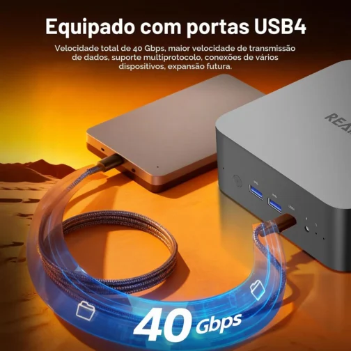 Reatan AI Oculink Mini Barebone PC AMD Ryzen 7 255 (8C/16T atualizado 8745HS) Radeon 780M SEM SSD & SEM RAM & NO OS 8K Quad-Screen Display Desktop Gaming Mini Computadores WiFi 7 BT: 5.4 Alto-falante - Imagem 8