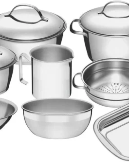 Conjunto de Panelas 10 Peças Allegra em Aço Inox – Tramontina