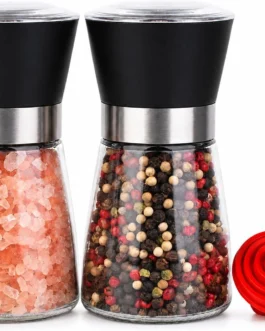 Kit 2 Moedores de Sal e Pimenta com Funil de Silicone Bertaglia