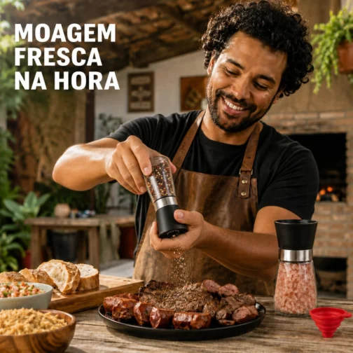 Kit 2 Moedores de Sal e Pimenta com Funil de Silicone Bertaglia - Imagem 4