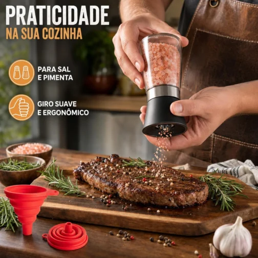 Kit 2 Moedores de Sal e Pimenta com Funil de Silicone Bertaglia - Imagem 5