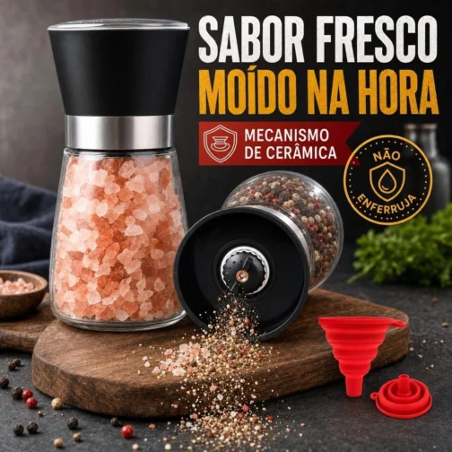 Kit 2 Moedores de Sal e Pimenta com Funil de Silicone Bertaglia - Imagem 6