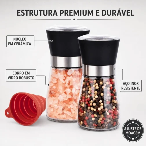 Kit 2 Moedores de Sal e Pimenta com Funil de Silicone Bertaglia - Imagem 7