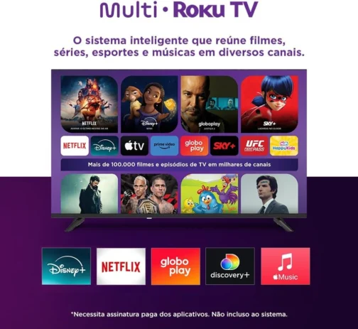 Multi Roku TV 43" Smart DLED Wi-fi 3 HDMI Compatível com Alexa e Google Home - TL056M - Imagem 4