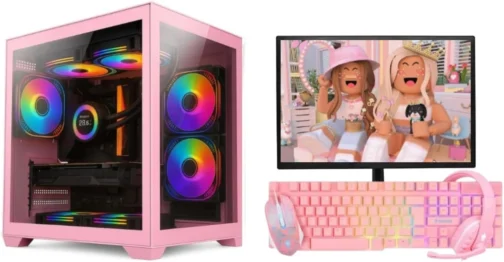 PC Gamer Rosa Completo Intel i5 3470 Memoria Ram 16GB SSD 240GB Monitor Teclado Mouse Headset - Imagem 2