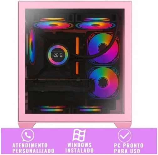 PC Gamer Rosa Completo Intel i5 3470 Memoria Ram 16GB SSD 240GB Monitor Teclado Mouse Headset - Imagem 6