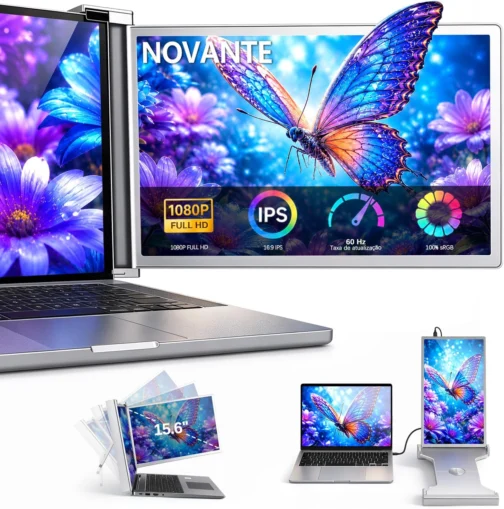 Monitor Portátil Duplo 15.6" FHD IPS USB-C HDMI para Notebook - Imagem 2