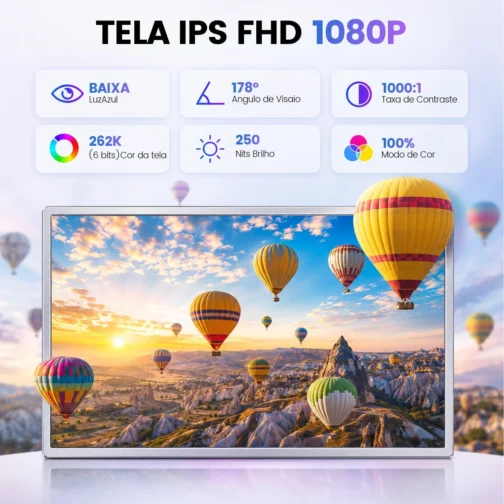 Monitor Portátil Duplo 15.6" FHD IPS USB-C HDMI para Notebook - Imagem 4
