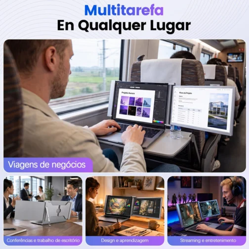 Monitor Portátil Duplo 15.6" FHD IPS USB-C HDMI para Notebook - Imagem 7