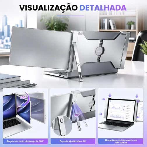 Monitor Portátil Duplo 15.6" FHD IPS USB-C HDMI para Notebook - Imagem 8