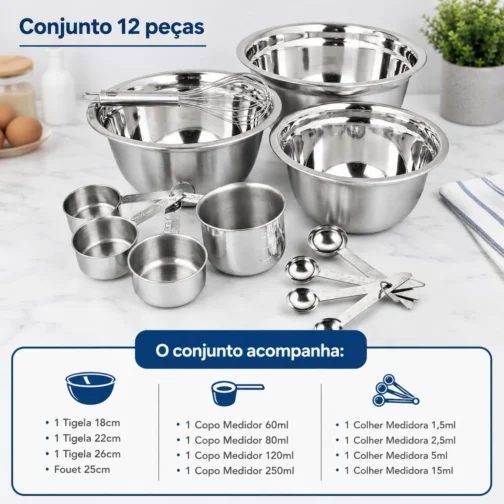 Conjunto de Utensílios de Cozinha Inox com 12 Peças - Imagem 3