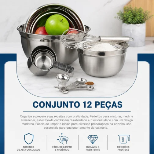 Conjunto de Utensílios de Cozinha Inox com 12 Peças - Imagem 7