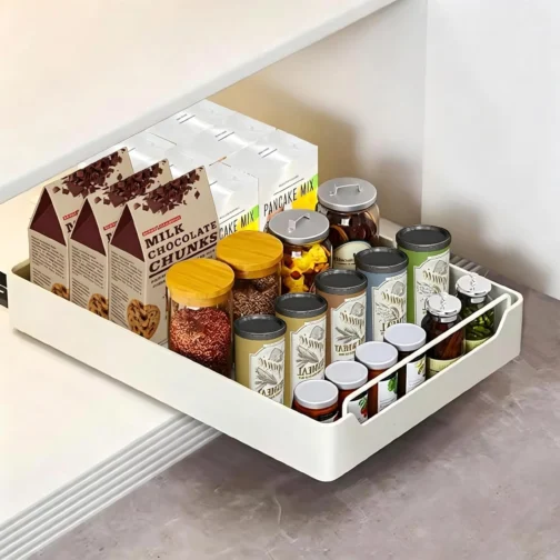 BEMMY Organizador De Prateleiras Deslizantes, Gavetas Removíveis De 40x30cm Serviço Pesado Para Armários, Prateleiras Deslizantes Removíveis E Adesivas Para Cozinha, Quarto, Despensa (1 Pacote) - Imagem 2