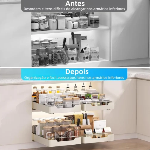 BEMMY Organizador De Prateleiras Deslizantes, Gavetas Removíveis De 40x30cm Serviço Pesado Para Armários, Prateleiras Deslizantes Removíveis E Adesivas Para Cozinha, Quarto, Despensa (1 Pacote) - Imagem 5