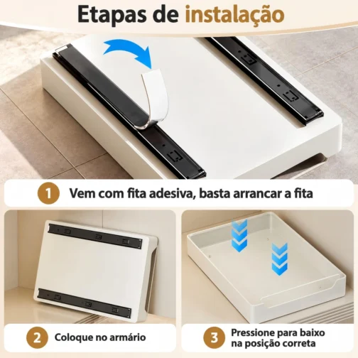 BEMMY Organizador De Prateleiras Deslizantes, Gavetas Removíveis De 40x30cm Serviço Pesado Para Armários, Prateleiras Deslizantes Removíveis E Adesivas Para Cozinha, Quarto, Despensa (1 Pacote) - Imagem 7