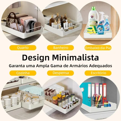 BEMMY Organizador De Prateleiras Deslizantes, Gavetas Removíveis De 40x30cm Serviço Pesado Para Armários, Prateleiras Deslizantes Removíveis E Adesivas Para Cozinha, Quarto, Despensa (1 Pacote) - Imagem 8